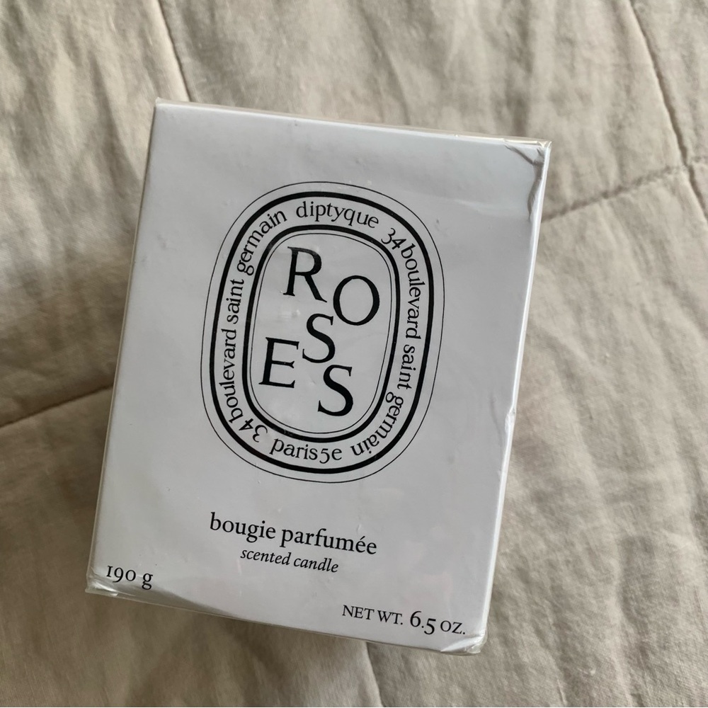 Diptyque Roses Scented Candle in White Packaging